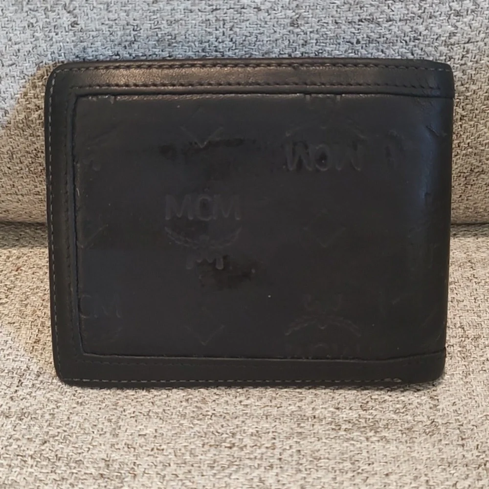MCM Bifold Mens Wallet•Black on Black•Used•ID Holder•